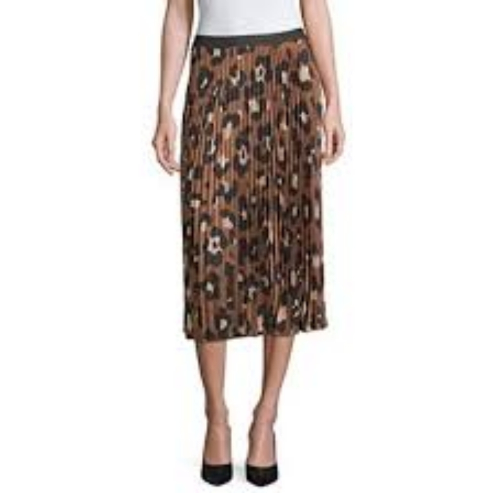 NWT XL Worthington Pleated Midi, A-line Skirt, Animal Print